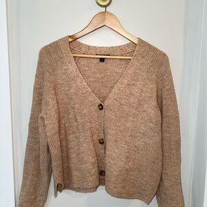 Whistles Tan Ribbed Cardigan